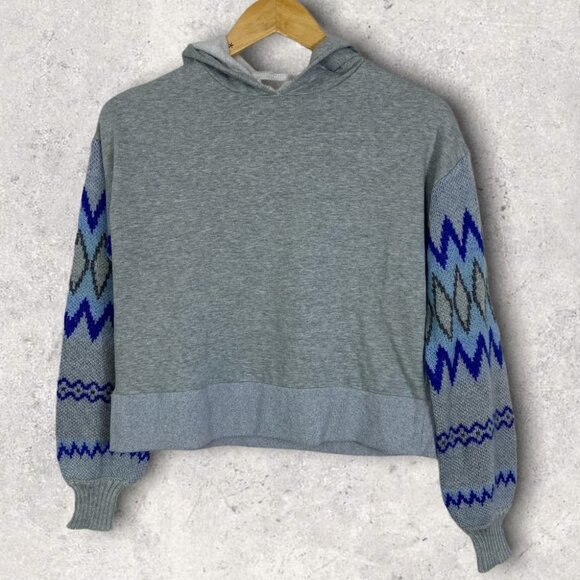 Anthropologie Knit Bohemian Sleeves‎ Demeter Stitch Sleeve Hoodie Grey Size XS - Picture 4 of 12